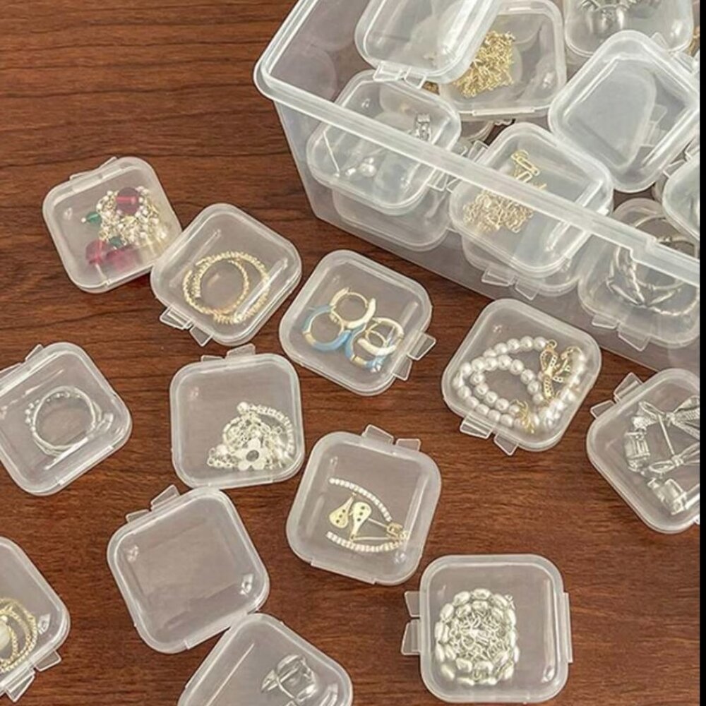NWT Clear Jewelry Etc Containers Boxes Mini Storage Package of 20 1 1/8"